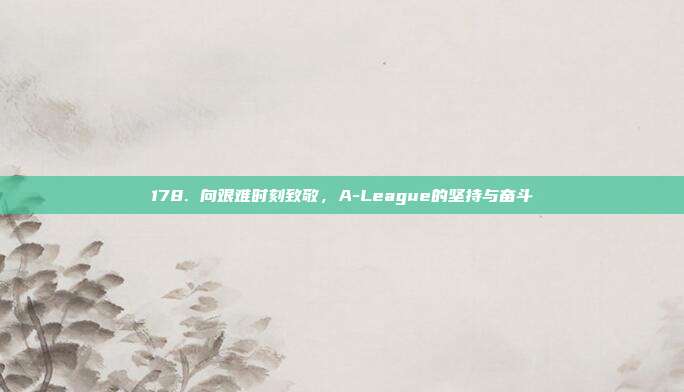 178. 向艰难时刻致敬，A-League的坚持与奋斗  第1张