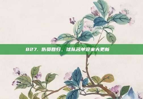 827. 伤员回归，球队名单迎来大更新🔄  第1张